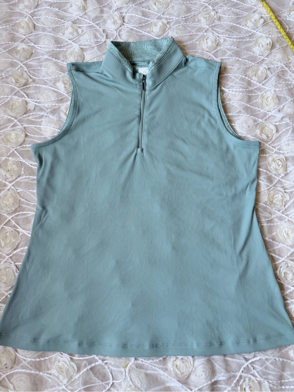 Greg Norman Collection Zip Mock Neck Tank in Seafoam Green